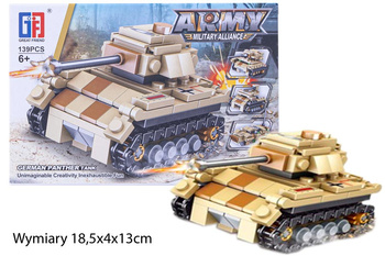 KLOCKI ARMY CZOŁG PANTERA 139 EL PAK 216/108
Wymiary 18,5x4x13cm